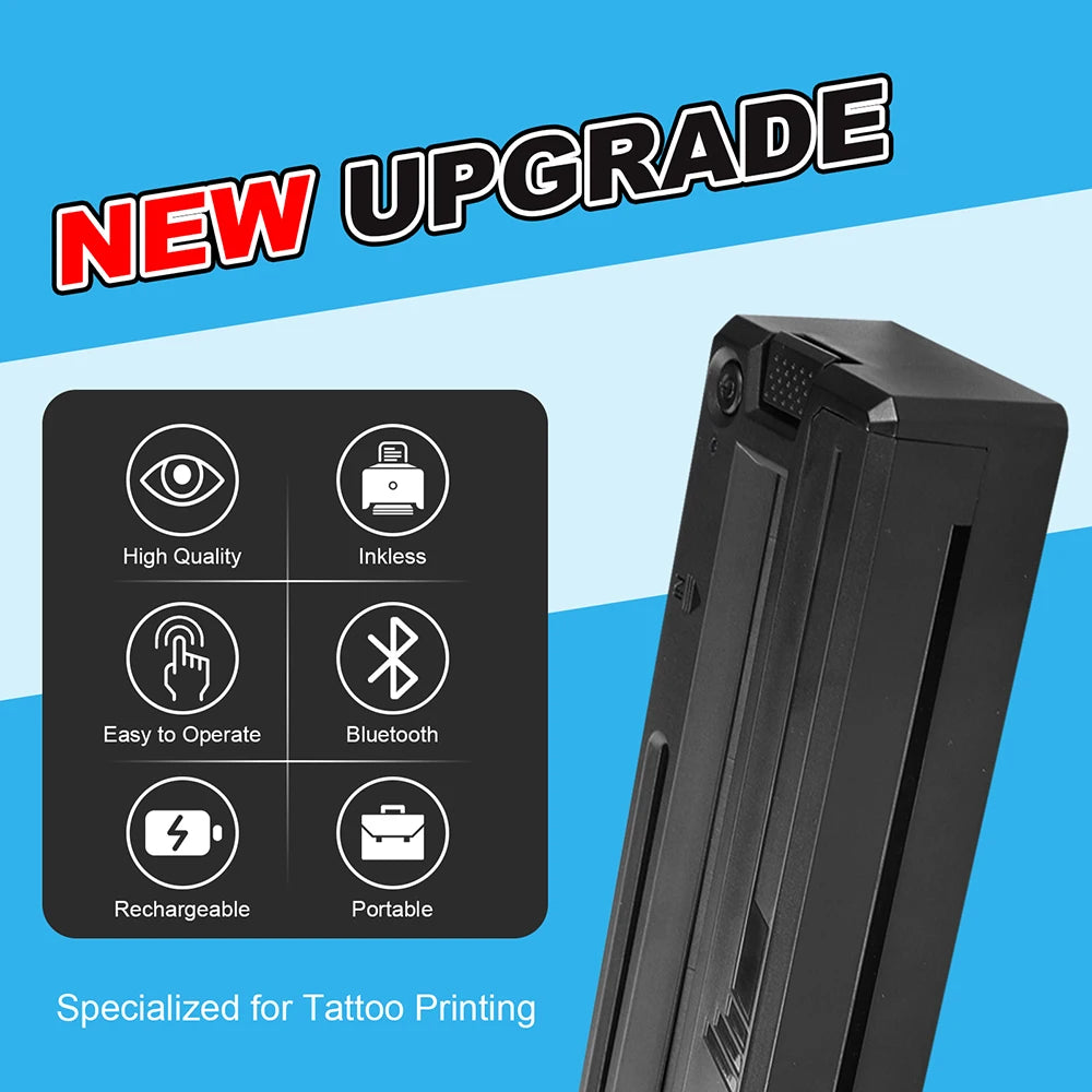 Wireless Tattoo Transfer Machine Bluetooth Tattoo Thermal Stencil Printer Compatible with Smartphones&PC with 10pcs Tattoo Paper