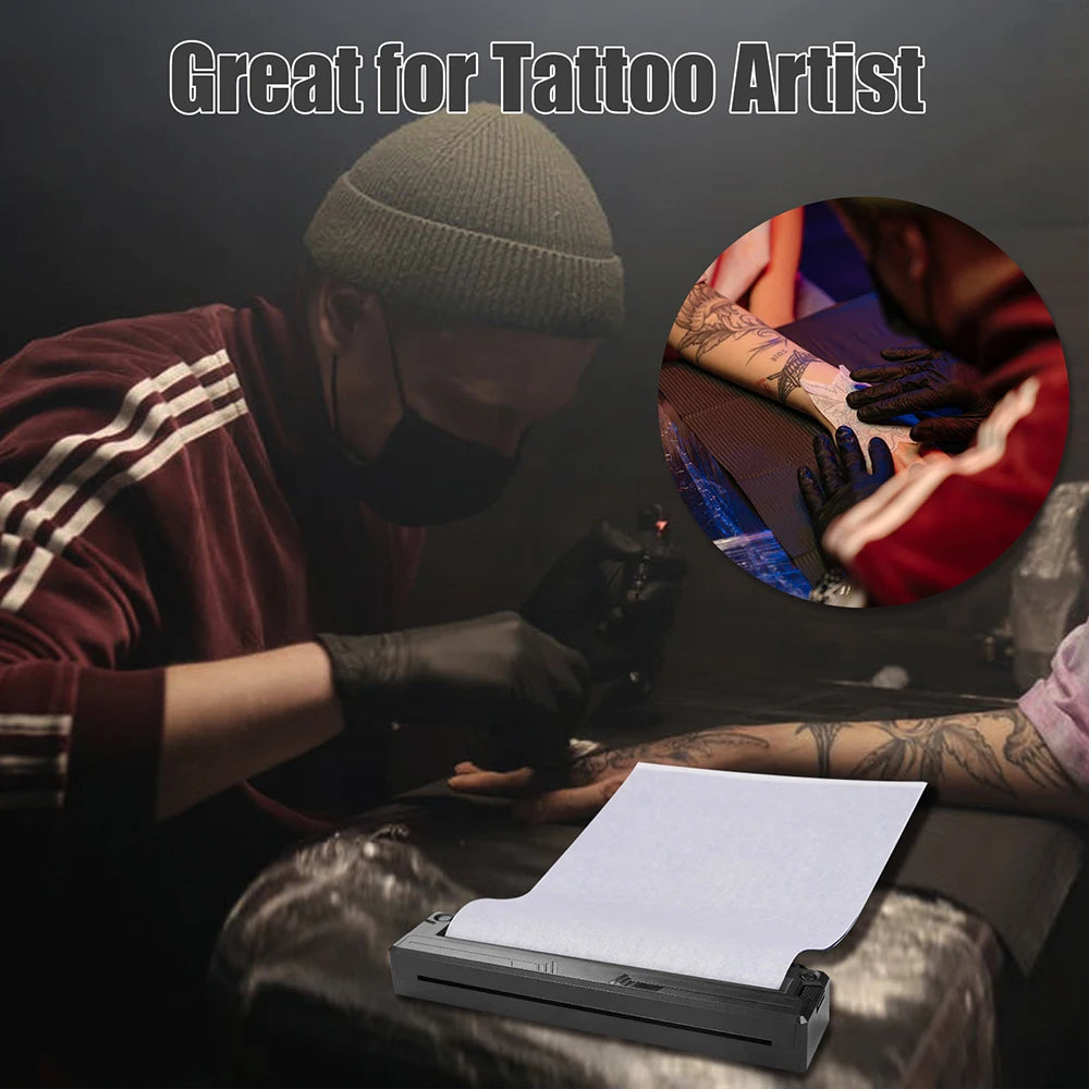 Wireless Tattoo Transfer Machine Bluetooth Tattoo Thermal Stencil Printer Compatible with Smartphones&PC with 10pcs Tattoo Paper