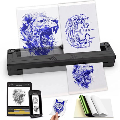 Wireless Tattoo Transfer Machine Bluetooth Tattoo Thermal Stencil Printer Compatible with Smartphones&PC with 10pcs Tattoo Paper