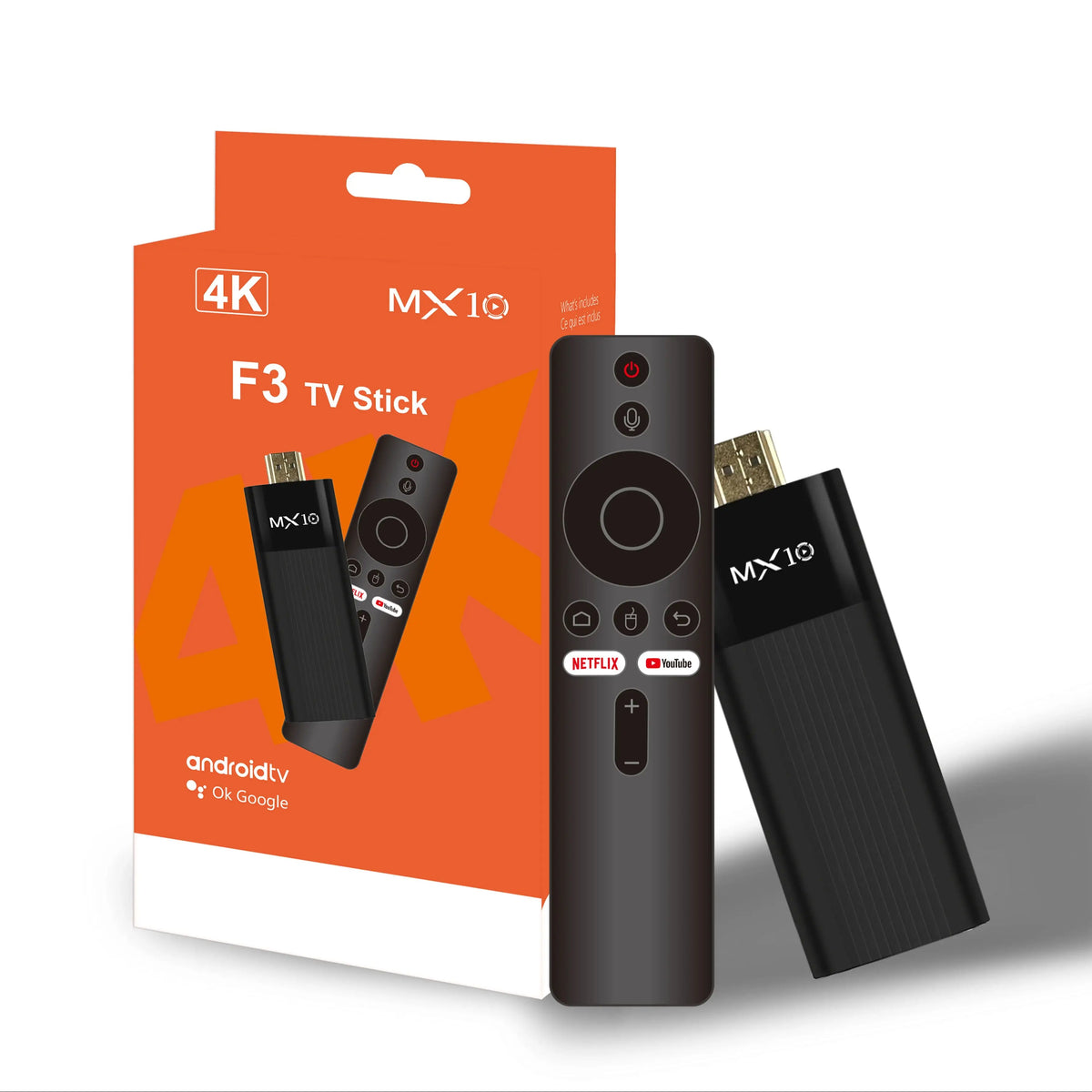 Ultra HD 4K Android TV Stick MX10-F3 Stick Mini Home TV Stick H313 Quad Core Support 2.4/5G Dual Wifi 2GB RAM 16GB ROM